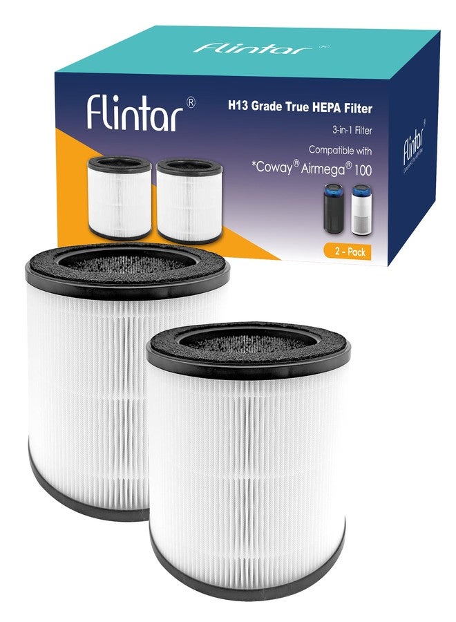 Flintar HEPA Replacement Filter, only Compatible with Coway Airmega 100 Air Purifier, 3-in-1 Pre-filter, H13 True HEPA and Deodorization Filter Set (2- Pack) - Image 1