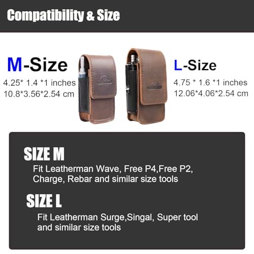 Topstache Leather Multitool Sheath - Belt Clip Multitool Holster for Leatherman - Leather Tool Pouch - Multi Tool Case Sheath for Belt - Magnetic Closure Pocket EDC Organizer, M,DarkBrown - Image 3
