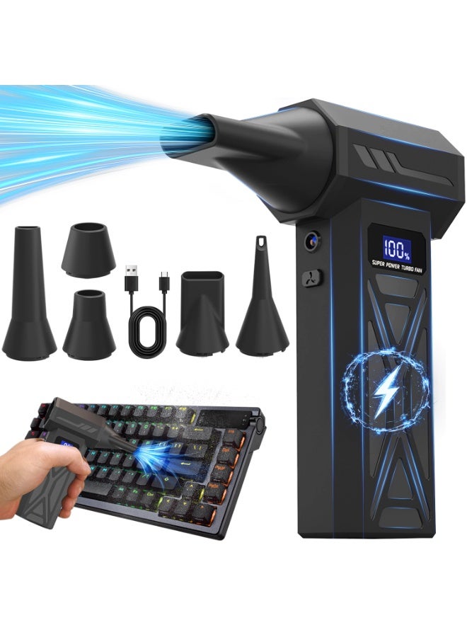 ناكسي فلاي منفاخ هواء كهربائي لاسلكي - بسرعة 110000 دورة في الدقيقة، منفاخ صغير قابل لتعديل 4 سرعات مع إضاءة LED وشاشة عرض LED، شحن سريع، للاستخدام على الكمبيوتر، المنزل، لوحة المفاتيح، في الهواء الطلق والسيارة - Image 1