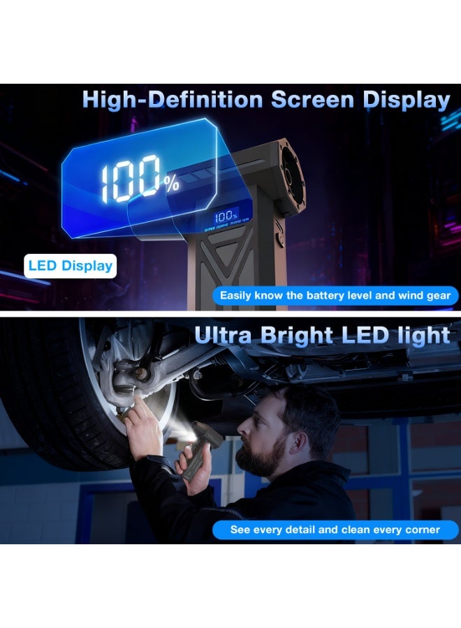 ناكسي فلاي منفاخ هواء كهربائي لاسلكي - بسرعة 110000 دورة في الدقيقة، منفاخ صغير قابل لتعديل 4 سرعات مع إضاءة LED وشاشة عرض LED، شحن سريع، للاستخدام على الكمبيوتر، المنزل، لوحة المفاتيح، في الهواء الطلق والسيارة - Image 4