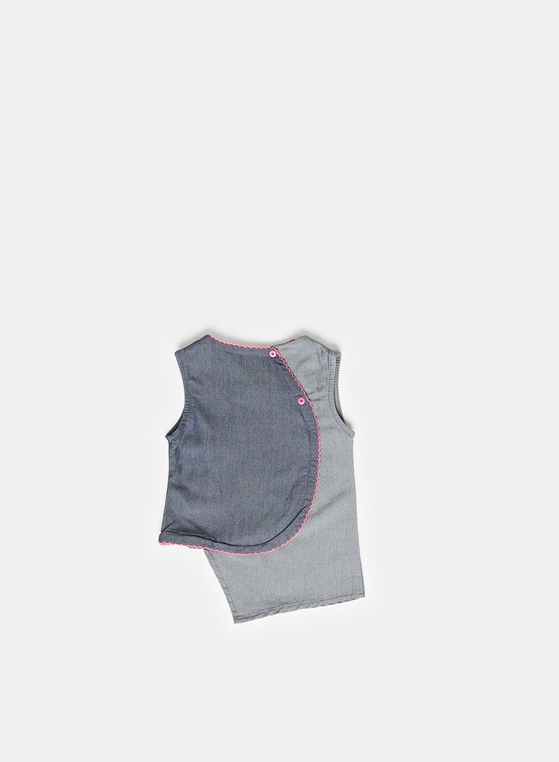 Jodi Mini Blouse with Overlap Color Block - Image 3