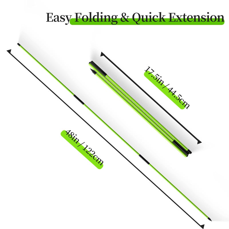 MoKo Golf Alignment Stick, 2 Set Golf Alignment Rods, 48" Collapsible Alignment Stick Golf Training Aid for Aiming, Putting, Posture Corrector, Golf Practice Sticks with Clear Tube Case, Green - Image 2