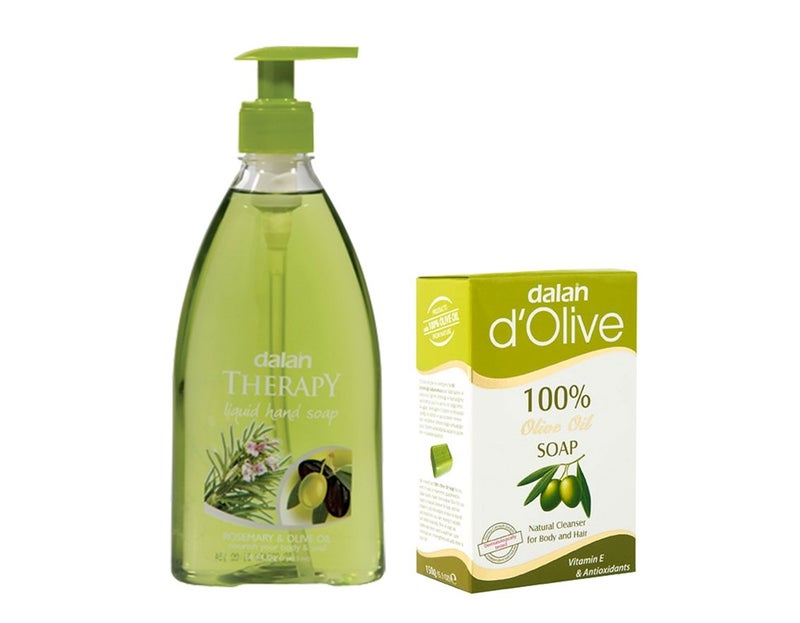 Combo Pack of OLIVE ROSEMARY 400 ml Exotic International Fragrances in HandwashLiquid Soap Dalan dOlive 100 Pure Olive Oil Soap 150 gm
