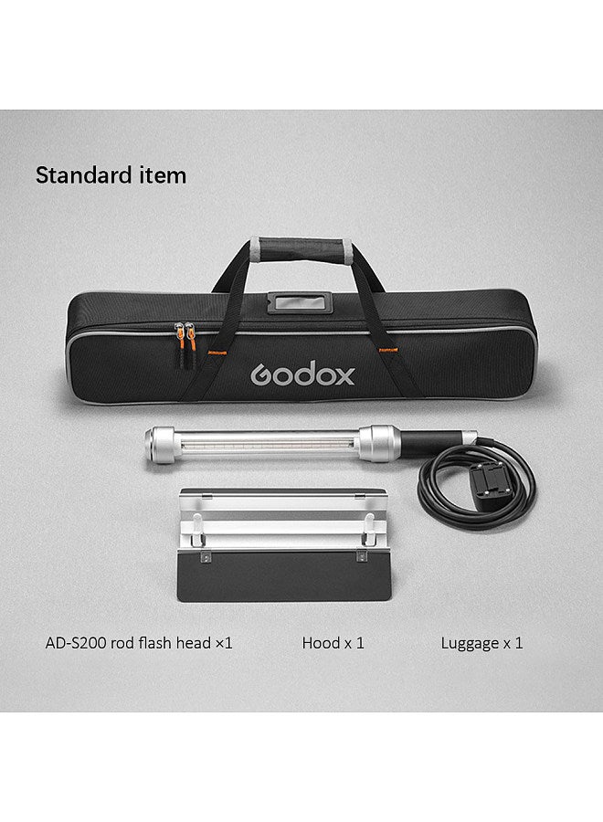 Godox AD-S200 Handheld Flash Tube Stick Flash Head 200Ws Flash Power CCT 5800K±200K with Detachable Barndoor Carrying Bag Compatible with AD200/ AD200Pro  - Image 4