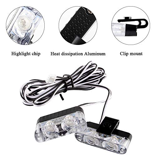 Sidaqi 16LED Grille Strobe Lights - Red Blue Dash Deck Visor Police Flash for Car Truck Ambulance - Emergency Warning With Remote Control Wireless 12V - Image 4