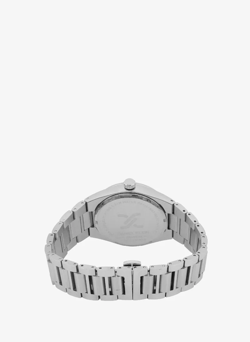 DANIEL KLEIN Men's Stainless Steel Silver Alloy Case Analog Sea Green Round Emboss Dial Japanese Quartz Premium 50 Meters Water Resistant