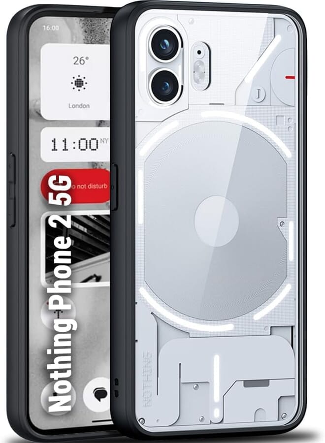 Nothing Phone 2 5G Case, Clear Back Panel with Black Frame, Protective Bumper Cover