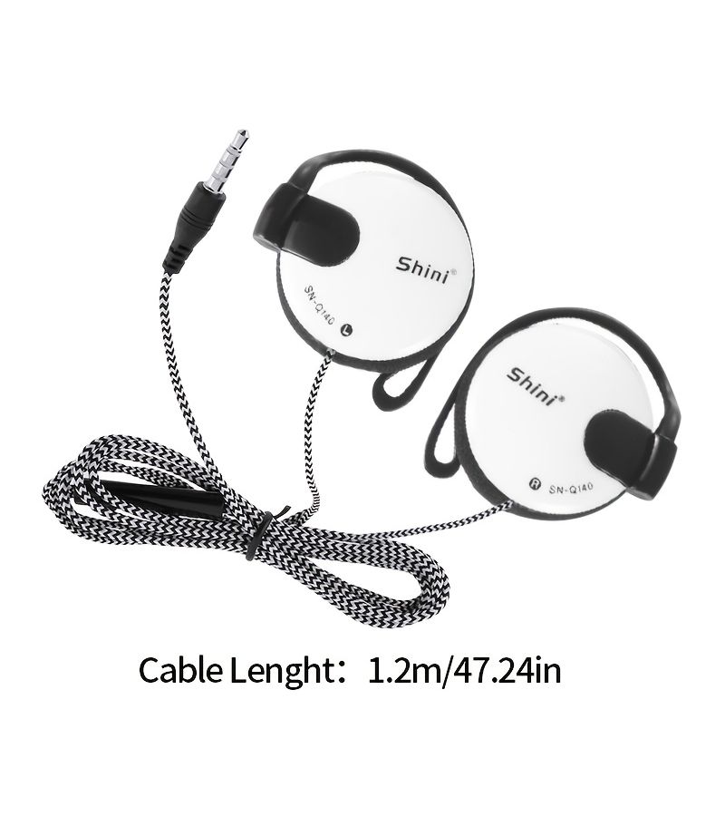 Wired Earpiece 3.5mm Sport Headset Earphone With Ear Hook White - Image 2