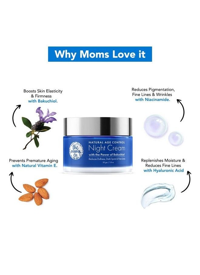 The Moms Co - . Natural Age Control Night Cream For Women; With Bakuchiol (Natural Retinol) & Niacinamide; Reduces Fine Lines & Wrinkles; Night Cream For Women Antiageing 50G - Image 1
