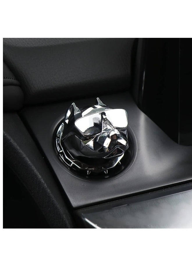 ShebSheb Car Push to Start Button Cover Dog Car One Button Start Stop Decorative Cover Universal for Car SUV Truck(Silver) - Image 1