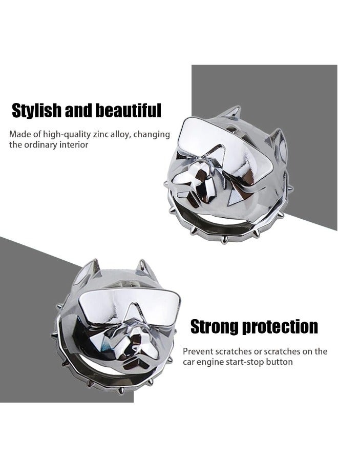 ShebSheb Car Push to Start Button Cover Dog Car One Button Start Stop Decorative Cover Universal for Car SUV Truck(Silver) - Image 2