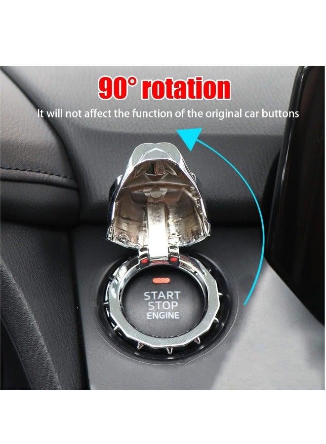 ShebSheb Car Push to Start Button Cover Dog Car One Button Start Stop Decorative Cover Universal for Car SUV Truck(Silver) - Image 3