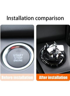 ShebSheb Car Push to Start Button Cover Dog Car One Button Start Stop Decorative Cover Universal for Car SUV Truck(Silver)  - Image 4