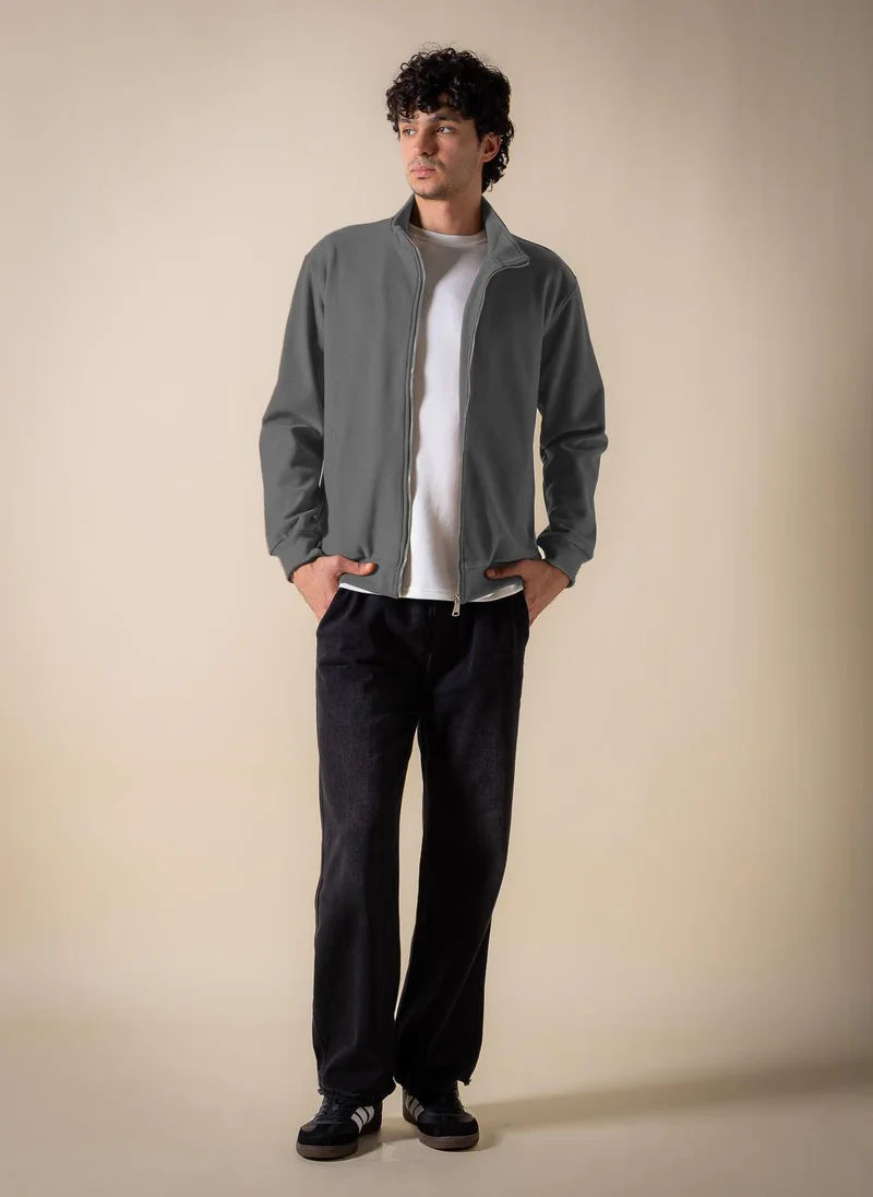 Shapes Dark Grey SOFT ZIP-UP JACKET for Men | Best Price UAE