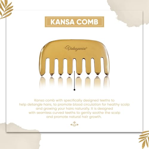 Vintageware® Kansa Comb Massager for Hair Growth & Scalp Massage, Natural Scalp Massager for Men & Women, Reduce Hair Fall, Matte Finish - Image 4