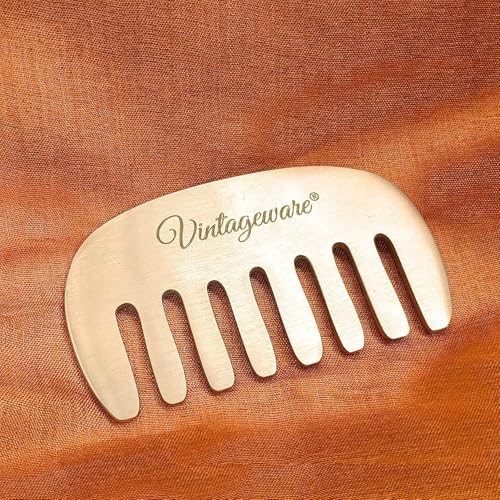 Vintageware® Kansa Comb Massager for Hair Growth & Scalp Massage, Natural Scalp Massager for Men & Women, Reduce Hair Fall, Matte Finish - Image 1
