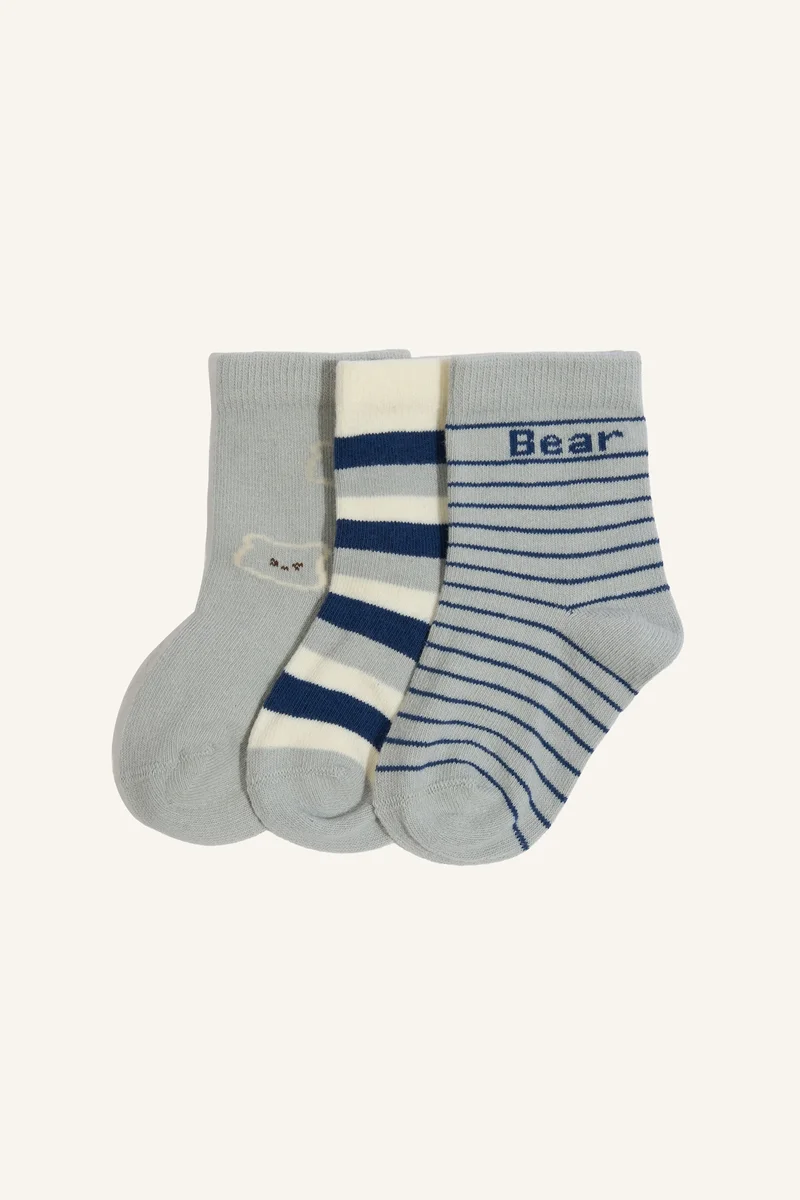 ديفاكتو Baby Boy Printed 3 piece Short Socks