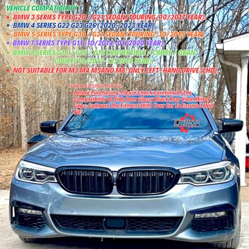 Qlhshop Gloss Black Car Side Mirror Cover Cap Replacement for 2017-2022 BMW 3 Series G20 320i 325i 330i 5 Series G30 525i 530i 540i Exterior M Sport Accessories Auto Tuning Body Parts & Trim, 1Pair - Image 5