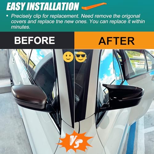 Qlhshop Gloss Black Car Side Mirror Cover Cap Replacement for 2017-2022 BMW 3 Series G20 320i 325i 330i 5 Series G30 525i 530i 540i Exterior M Sport Accessories Auto Tuning Body Parts & Trim, 1Pair - Image 2