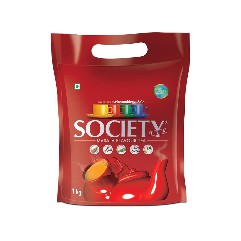 Society Tea Masala Chai | 1 kg Pack | Pack of 1 | Made with Cardamom Ginger Cloves Black Pepper and Lemongrass | Classic Masala Tea - Image 1