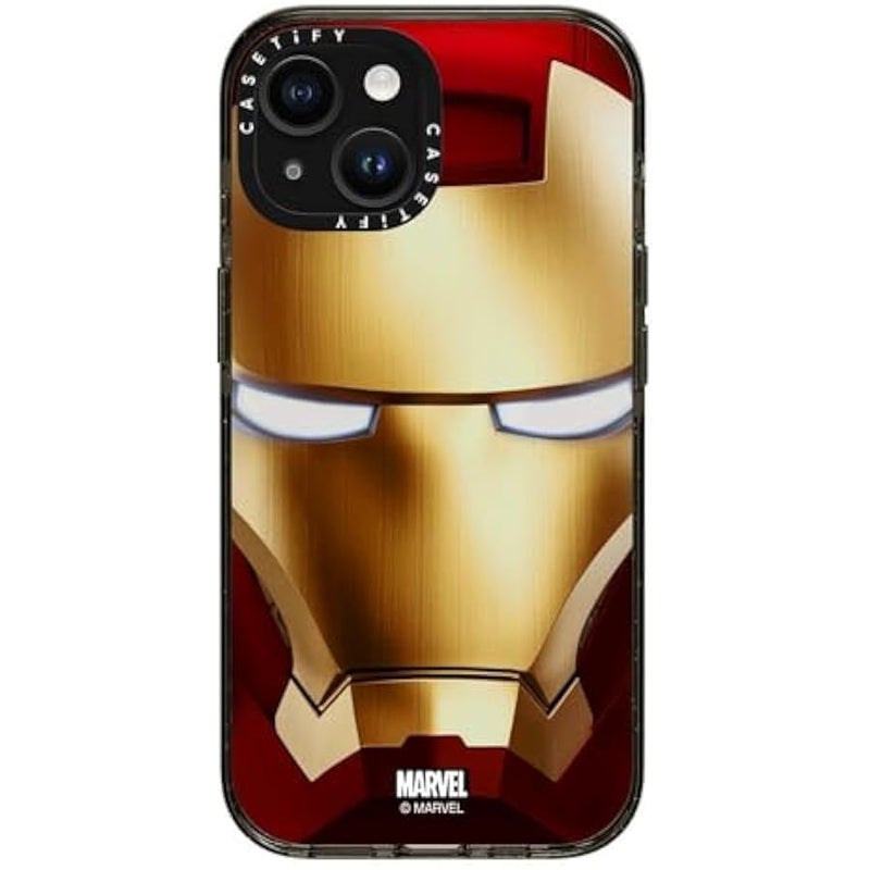 Casetify Impact iPhone 15 Case 【Iron Man Co-Lab / 4X Military Grade Drop Tested / 8.2ft Drop Protection/Compatible with Magsafe】 - Iron Man Hero Mask - Clear Black - Image 5