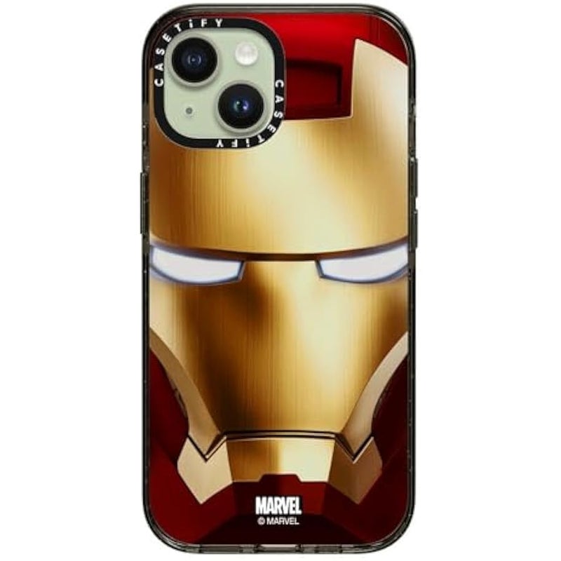 Casetify Impact iPhone 15 Case 【Iron Man Co-Lab / 4X Military Grade Drop Tested / 8.2ft Drop Protection/Compatible with Magsafe】 - Iron Man Hero Mask - Clear Black - Image 3