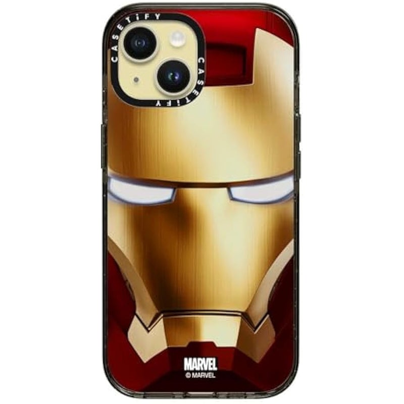 Casetify Impact iPhone 15 Case 【Iron Man Co-Lab / 4X Military Grade Drop Tested / 8.2ft Drop Protection/Compatible with Magsafe】 - Iron Man Hero Mask - Clear Black - Image 2