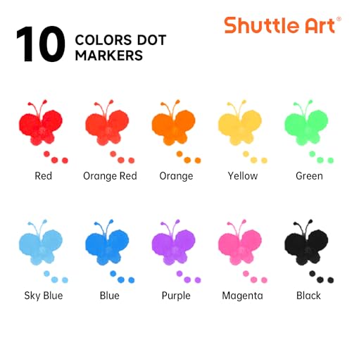 Shuttle Art Dot Markers, 10 Colors Washable Markers for Toddlers,Bingo Daubers Supplies Kids Preschool Children, Non Toxic Water-Based - Image 2