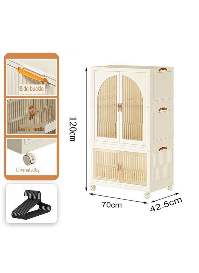 NKX 2 Layers Stylish Multi-Functional Storage Cabinet & Children's Wardrobe include 10 piece Cloth Hanger  - Image 2