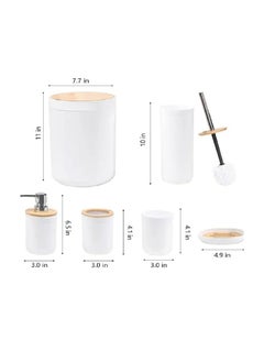 Generic 6PCS Bathroom Accessories Set - with Toothbrush Holder, Toothbrush Cup, Soap Dispenser, Soap Dish, Toilet Brush Holder, Trash Can  - Image 1