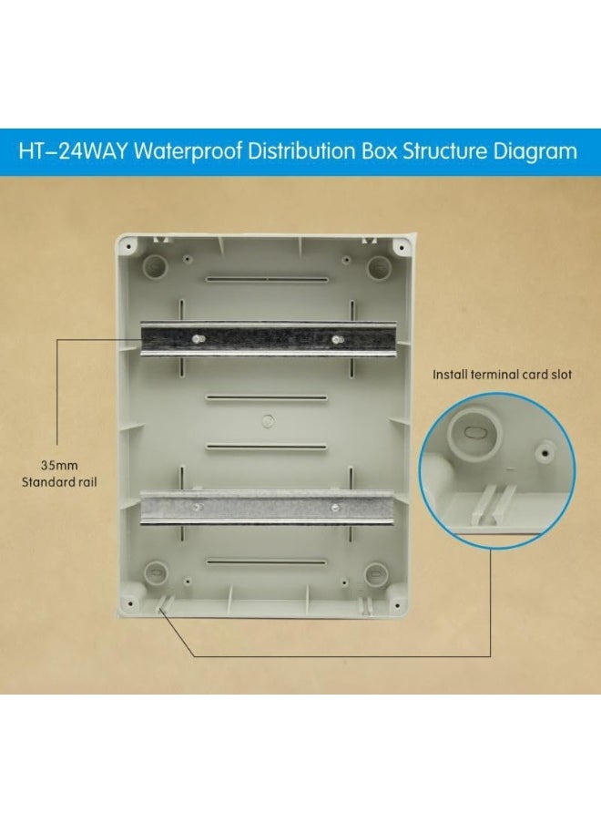 melfi Melfi IP65 ABS Transparent Cover Electrical Box â€“ Waterproof Distribution Protection Box for Circuit Breaker, Indoor Wall-Mount, and Din Rail Power Switch Control (24 WAY)  - Image 5