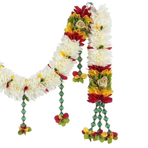 Daedal crafters Crystal Hanging Artificial Flower Toran for Main Door Entrance, Reusable Thoran for Pooja Mandir, Living Room & Home Décor, Bandarwal for Festival Decoration (42x14 inch) - Image 5