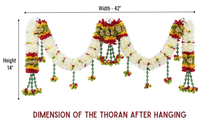 Daedal crafters Crystal Hanging Artificial Flower Toran for Main Door Entrance, Reusable Thoran for Pooja Mandir, Living Room & Home Décor, Bandarwal for Festival Decoration (42x14 inch) - Image 4