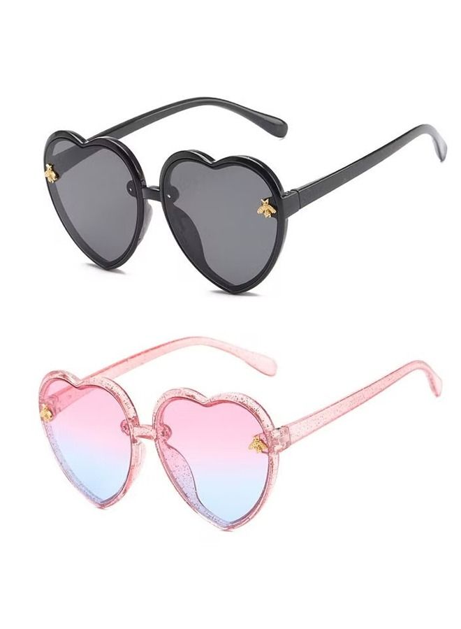 Generic Heart Shaped Children's Sunglasses, Gradient Lenses, Jelly Frame, Boys And Girls' Sunglasses, 2-10 Years Old UV400 Protective Bee Frame, Children's UV Resistant Sunglasses  - Image 1