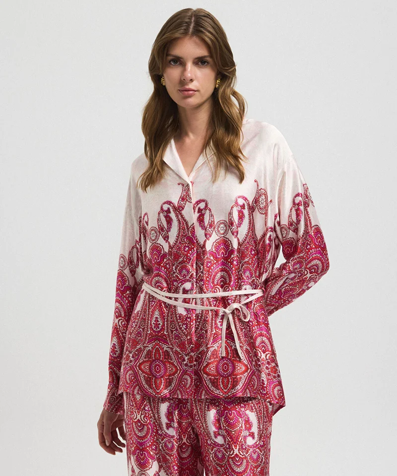 ابيكول Color-Block Belted Blouse