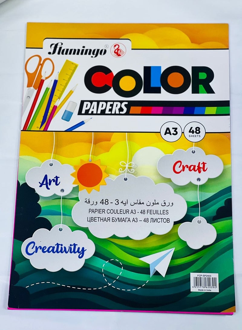 Flamingo A3 Color Papers 48 Sheets - Image 1