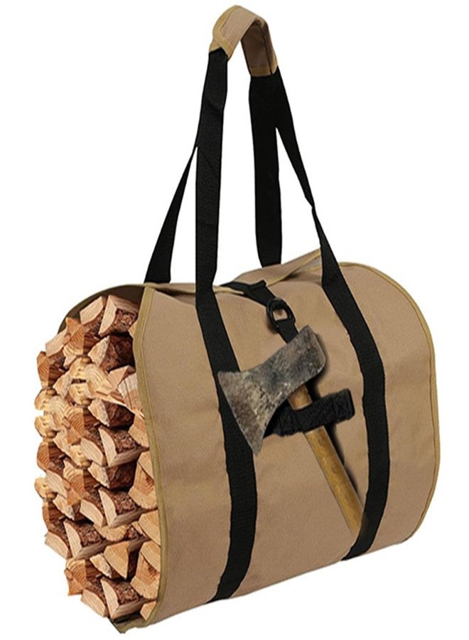 Engjajo Oxford Cloth Log Carrier Bag Holders Heavy Duty Canvas Firewood Bag with Handles for Indoor Fireplace and Outdoor Camping (Khaki) - Image 1