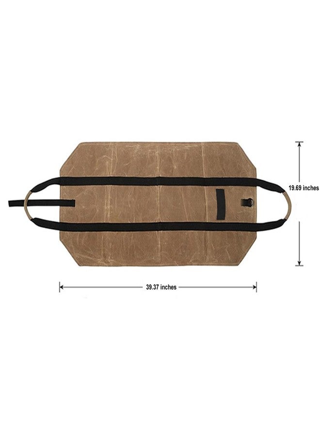 Engjajo Oxford Cloth Log Carrier Bag Holders Heavy Duty Canvas Firewood Bag with Handles for Indoor Fireplace and Outdoor Camping (Khaki) - Image 3