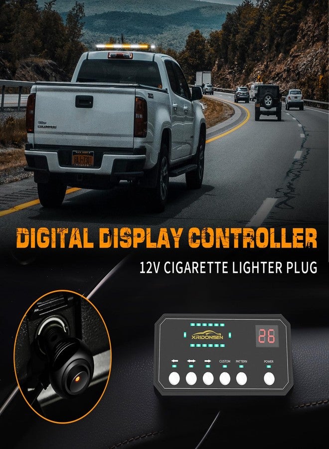 XRIDONSEN 28.4 inch 80 LED Roof Strobe Lights Bar Amber White Emergency Warning Flashing Safety Caution Double Side Top Magnetic Traffic Advisor Lights for Plow Trucks Construction Vehicles wreckers - Image 4