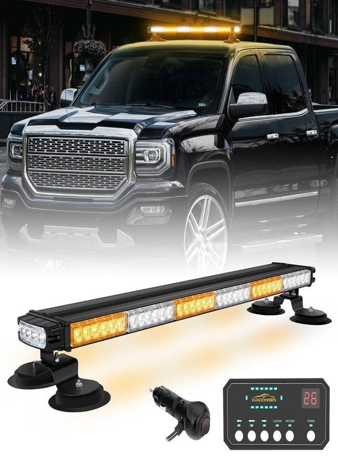 XRIDONSEN 28.4 inch 80 LED Roof Strobe Lights Bar Amber White Emergency Warning Flashing Safety Caution Double Side Top Magnetic Traffic Advisor Lights for Plow Trucks Construction Vehicles wreckers - Image 1