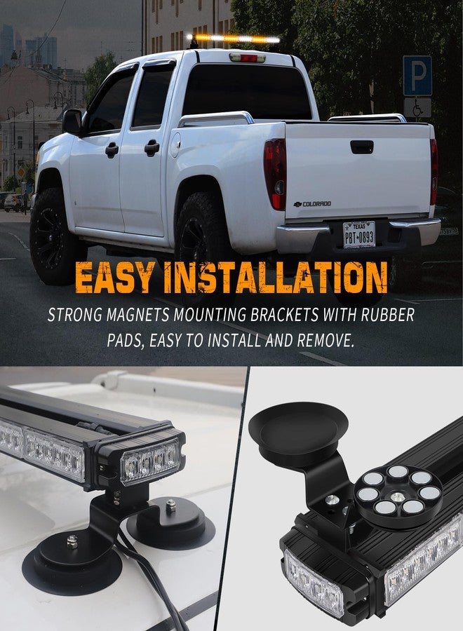 XRIDONSEN 28.4 inch 80 LED Roof Strobe Lights Bar Amber White Emergency Warning Flashing Safety Caution Double Side Top Magnetic Traffic Advisor Lights for Plow Trucks Construction Vehicles wreckers - Image 5