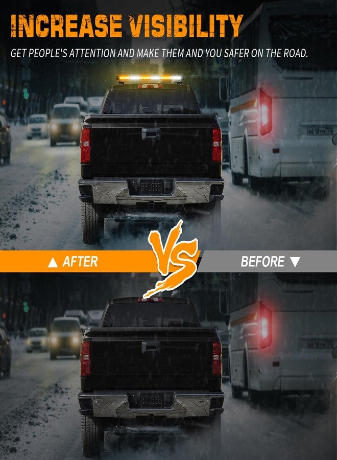 XRIDONSEN 28.4 inch 80 LED Roof Strobe Lights Bar Amber White Emergency Warning Flashing Safety Caution Double Side Top Magnetic Traffic Advisor Lights for Plow Trucks Construction Vehicles wreckers - Image 2