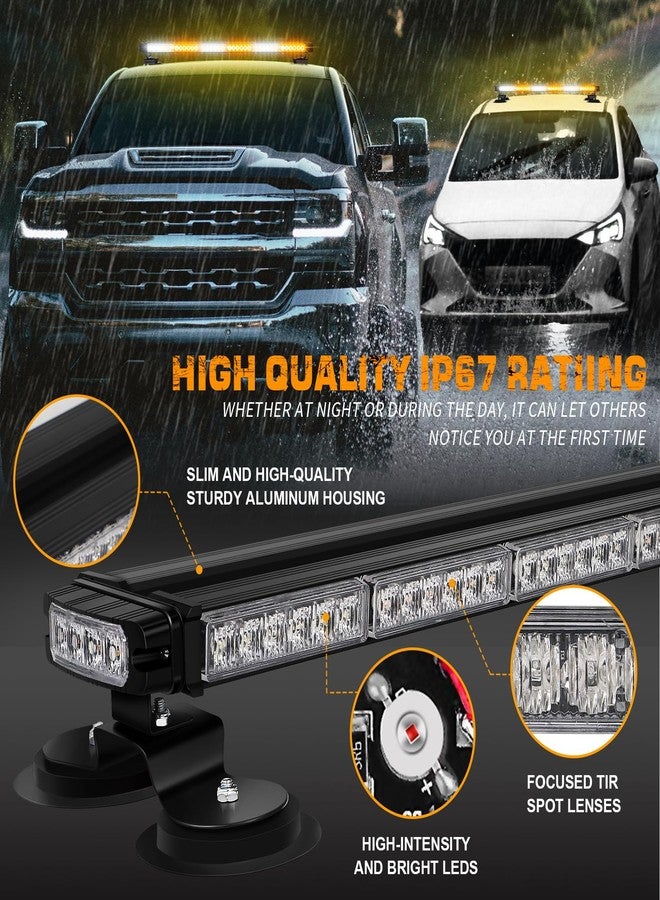 XRIDONSEN 28.4 inch 80 LED Roof Strobe Lights Bar Amber White Emergency Warning Flashing Safety Caution Double Side Top Magnetic Traffic Advisor Lights for Plow Trucks Construction Vehicles wreckers - Image 3