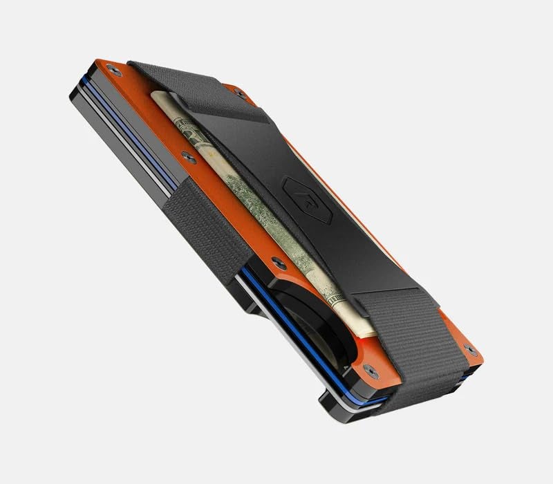 The Ridge Ridge Wallet for Men - Slim Minimalist Compact Wallet and Card Holder, RFID Protected Front Pocket Wallets for Men with Integrated Cash Strap (Basecamp Orange) - Image 4