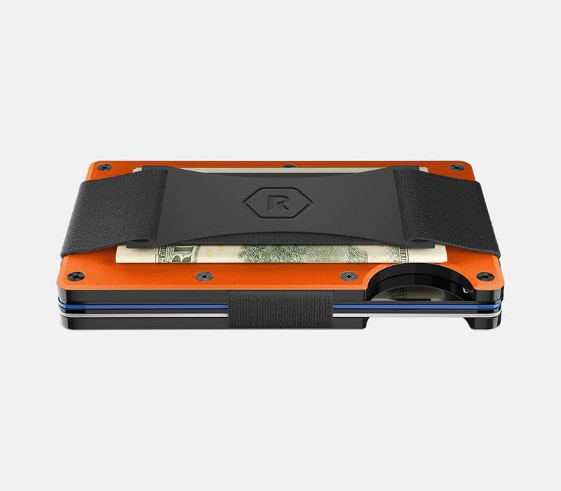 The Ridge Ridge Wallet for Men - Slim Minimalist Compact Wallet and Card Holder, RFID Protected Front Pocket Wallets for Men with Integrated Cash Strap (Basecamp Orange) - Image 5
