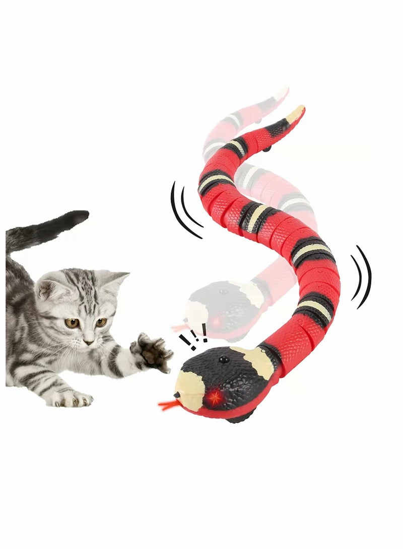 SYOSI Interactive Cat Toy Snake, Realistic Simulation Smart Sensing Snake Toy, USB Rechargeable, Automatically Sense Obstacles and Escape, Tricky Snake Cat Toys for Indoor Cats Dogs (Pink) - Image 1