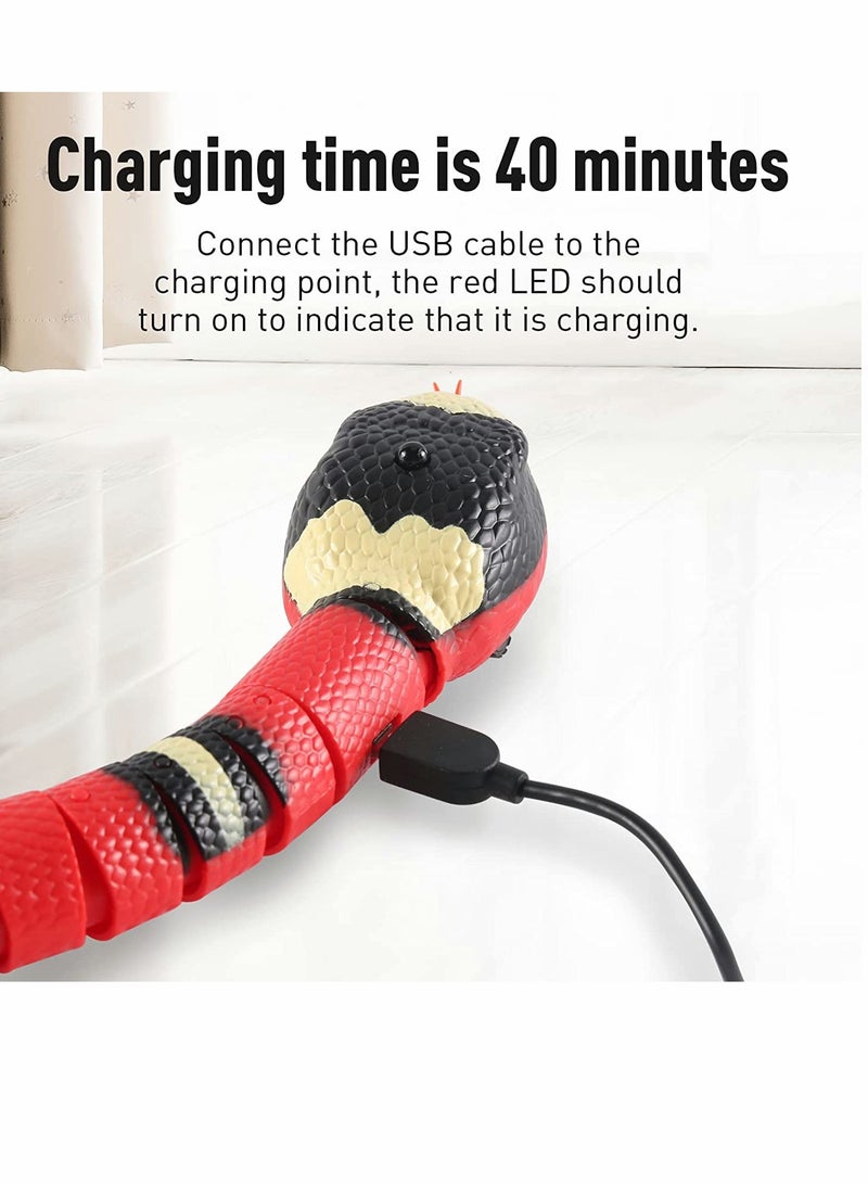 SYOSI Interactive Cat Toy Snake, Realistic Simulation Smart Sensing Snake Toy, USB Rechargeable, Automatically Sense Obstacles and Escape, Tricky Snake Cat Toys for Indoor Cats Dogs (Pink) - Image 3