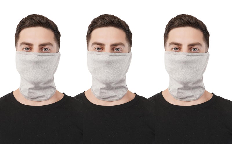 PrimeBox Biker Face Mask for Men Women Helmet Balaclava Cotton Bike Riding Face Mask Pack of 3 Half Ninja Rider Mask (Light Grey 3pcs) - Image 1