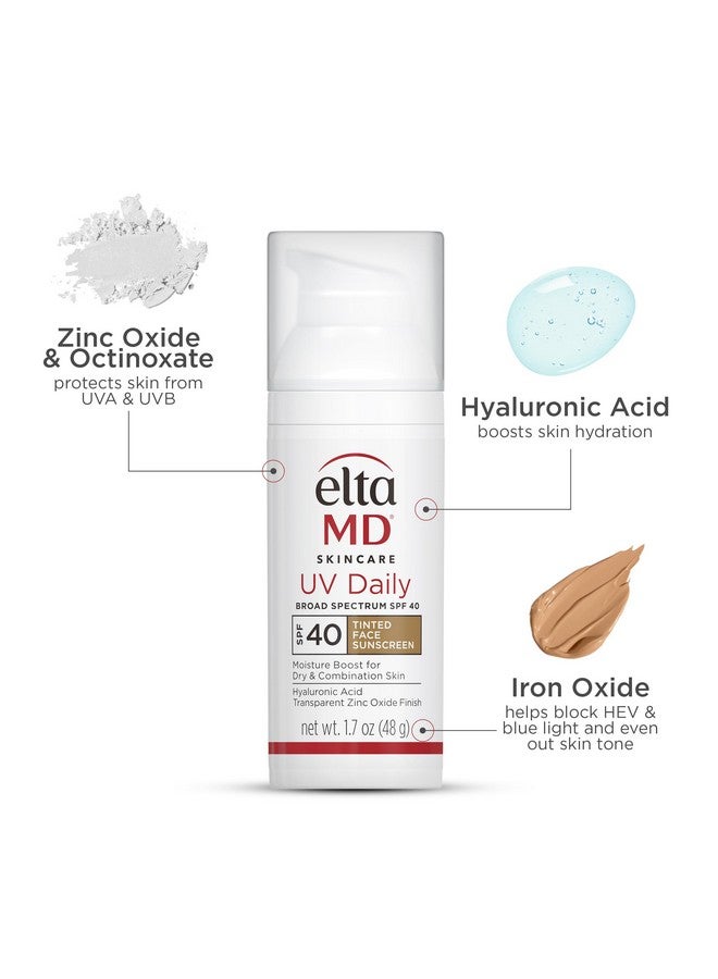 ايتا ام دي مرطب واقي من الشمس للوجه من EltaMD UV Daily SPF 40، واقي شمس ملون خفيف الوزن للوجه، مضخة 1.7 أونصة (عبوة من قطعتين) - Image 2