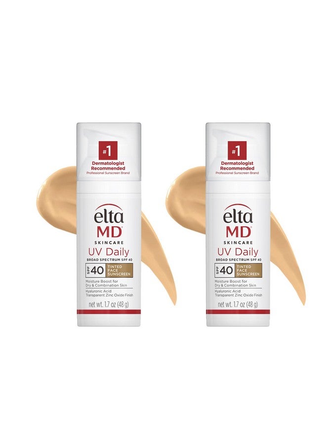 ايتا ام دي مرطب واقي من الشمس للوجه من EltaMD UV Daily SPF 40، واقي شمس ملون خفيف الوزن للوجه، مضخة 1.7 أونصة (عبوة من قطعتين) - Image 1